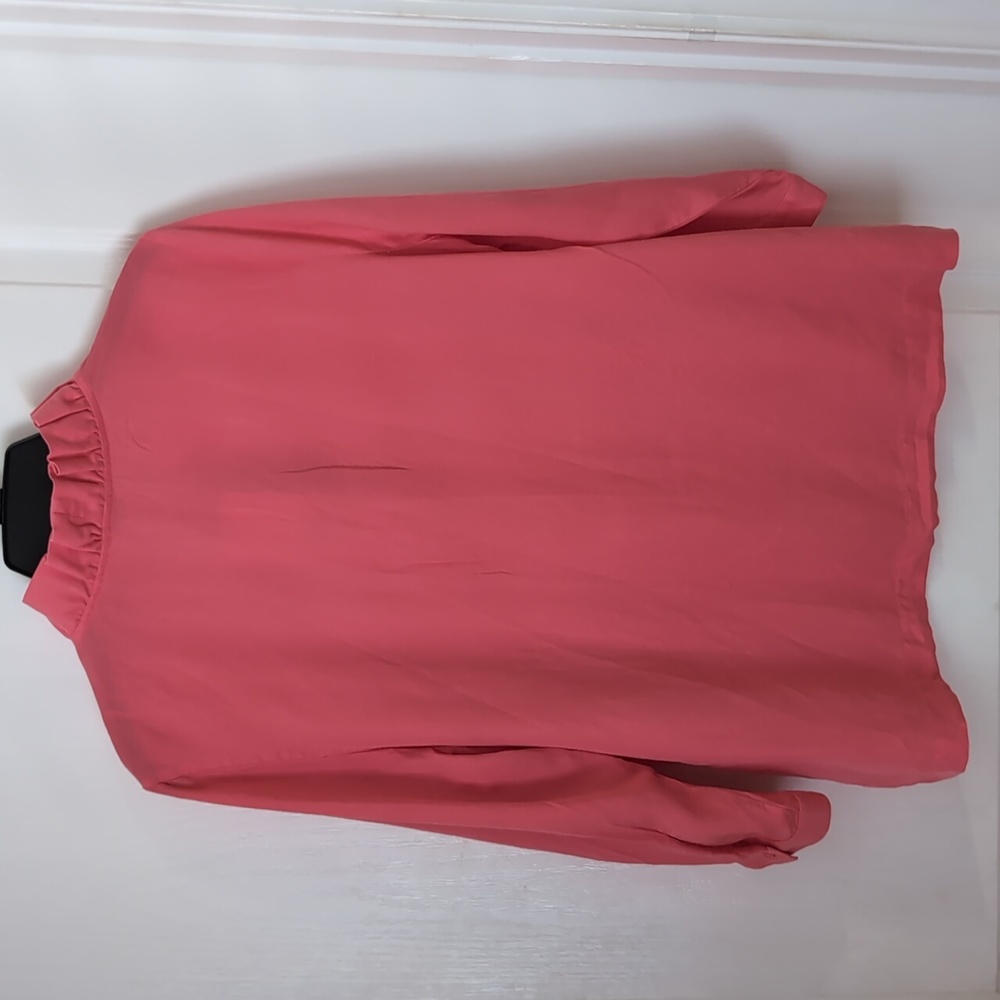 Crown & Ivy Coral Pink Ruffle Neck Blouse. Size Petite Large. NEW $64 - Picture 7 of 11